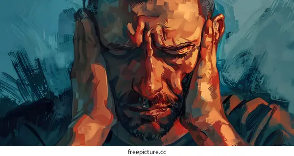 Man holding his head in anguish