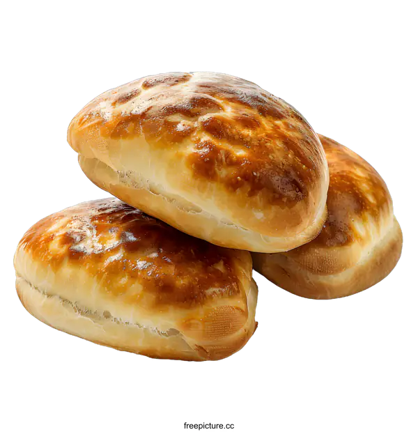 [Transparent Background PNG]Three freshly baked bread rolls on white