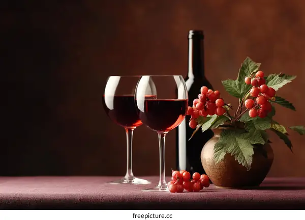 Elegant Still Life with Wine and Berries