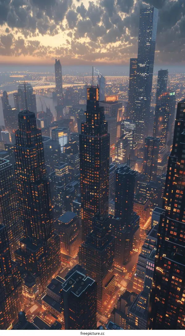 Futuristic City Skyline at Night