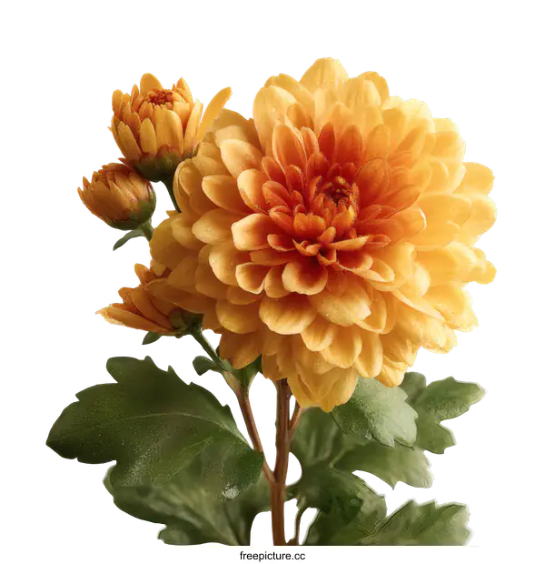 [Transparent Background PNG]Close-up Orange Chrysanthemum Bouquet