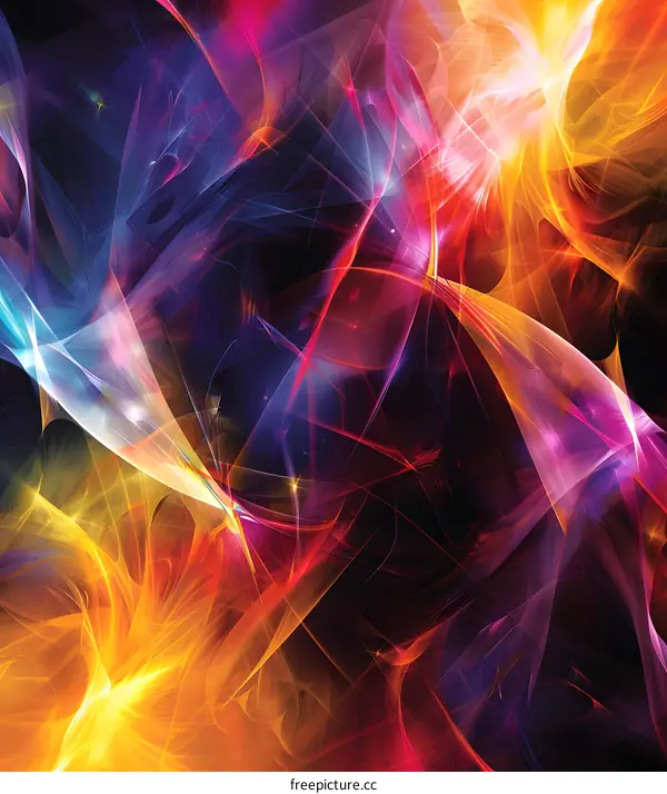 Colorful light and shadow effects on a black background