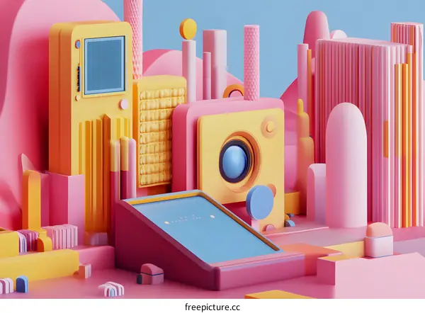 Abstract 3D Shapes in Pastel Colors