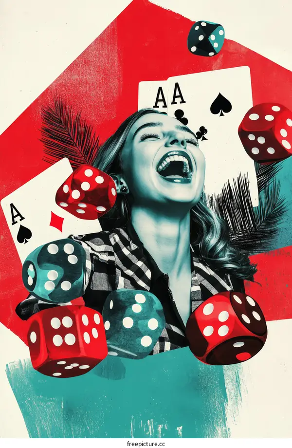 A Joyful Woman Celebrating Chance and Luck