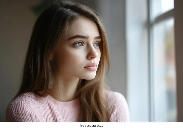Close-up Portrait of a Caucasian Woman