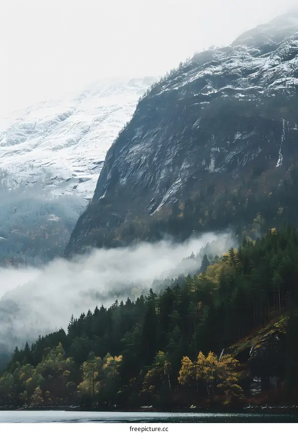 Misty Mountains And Snow Capped Peaks In Norway