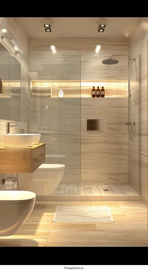 Modern bathroom with walk in shower