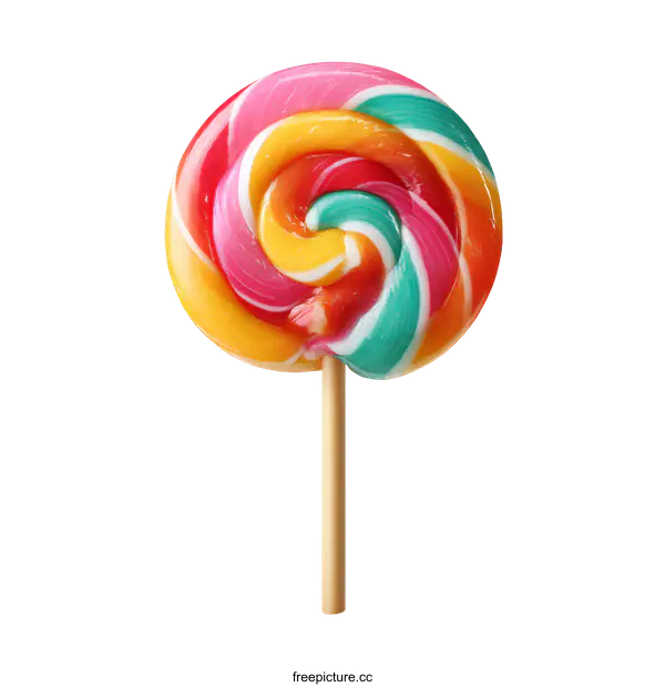 [Transparent Background PNG]Colorful Swirl Lollipop on Stick