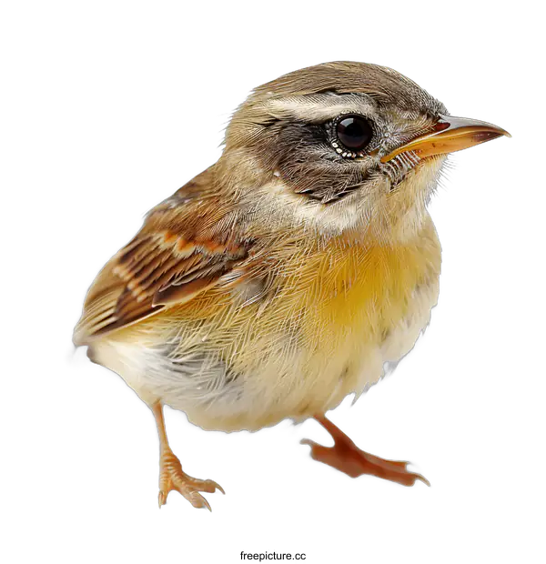 [Transparent Background PNG]A small brown bird with a yellow belly and a white eye stripe