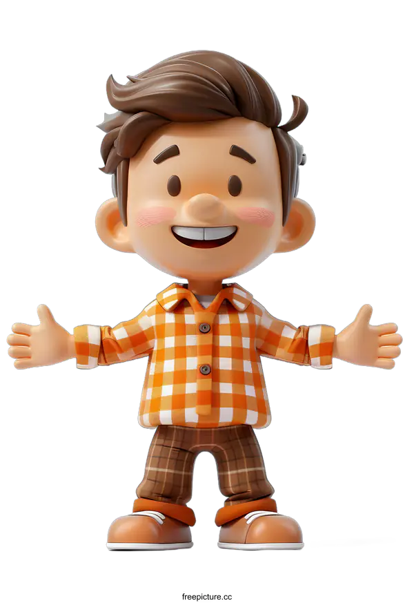 [Transparent Background PNG]3D cartoon character of a boy in casual clothes