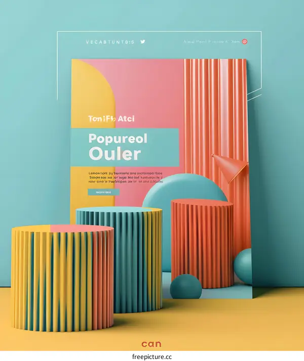 Abstract Colorful 3D Shapes Design