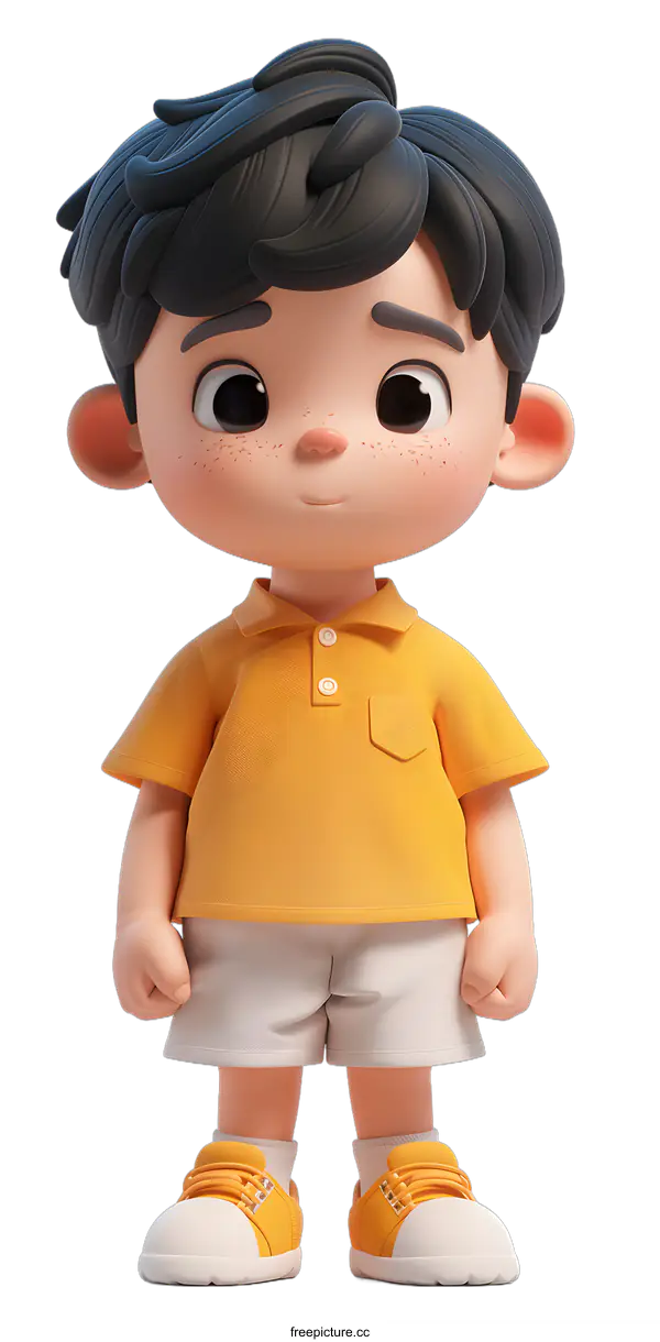 [Transparent Background PNG]3D rendering of a cute cartoon boy