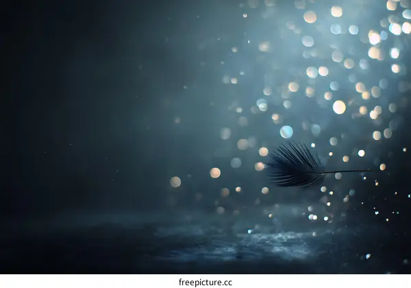 Mysterious Feather in a Sparkling Night Scene