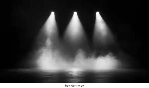 Stage Lighting Scene Grayscale Illustration