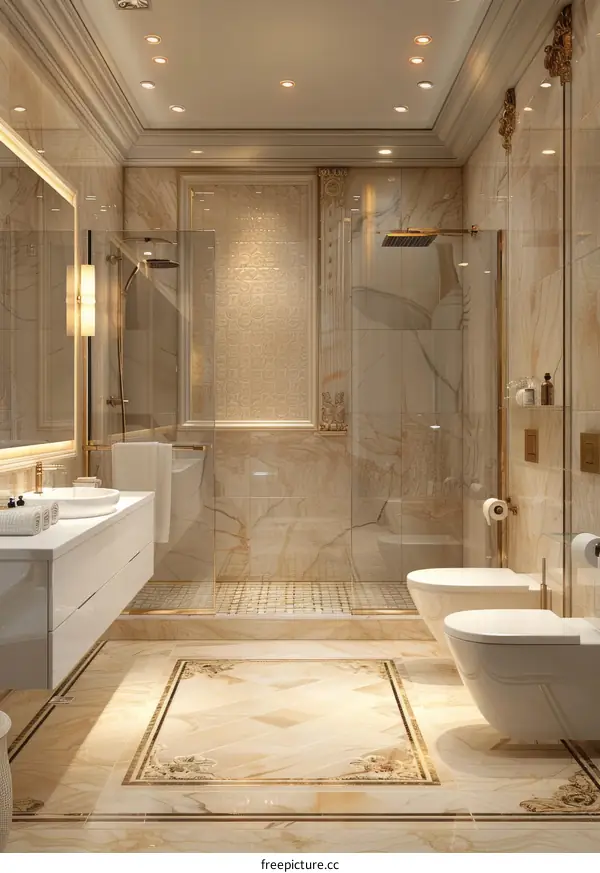 Luxury Bathroom Interior Design Illustration