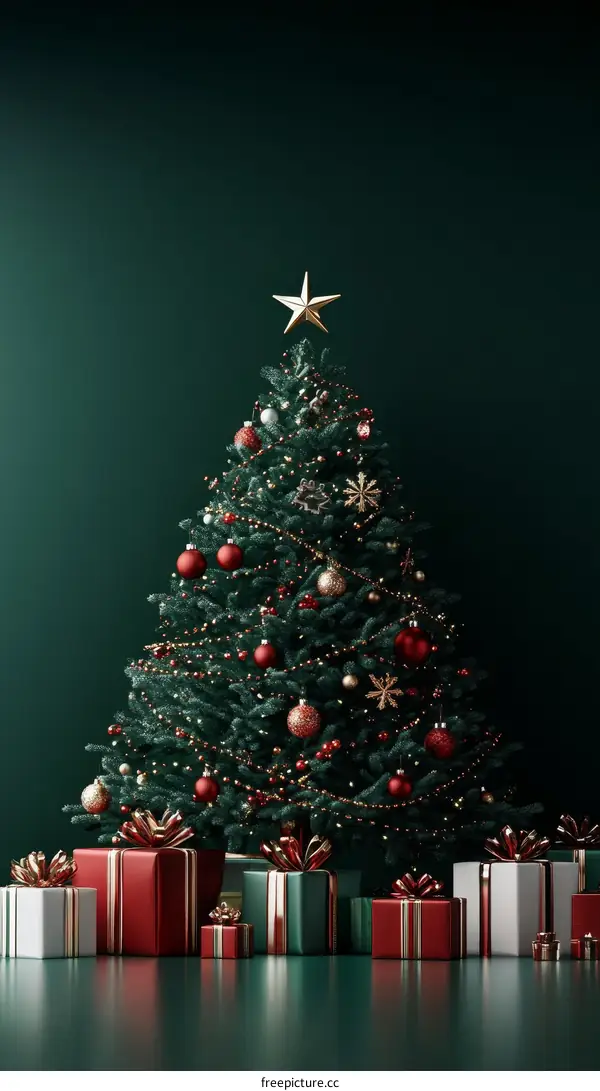 Christmas Tree with Presents Festive Scene