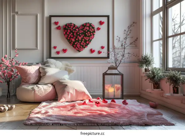 Romantic Valentine Day Interior Design Illustration