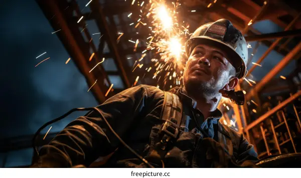 Welding at a construction site