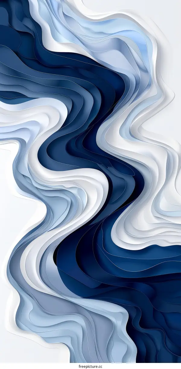 Blue and white abstract waves background