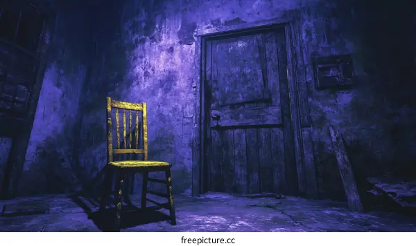 Abandoned Room With Old Chair and Door