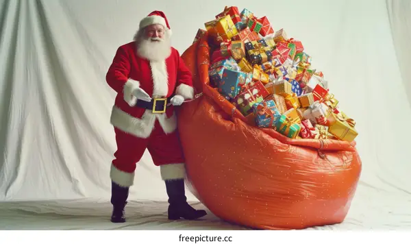 Santa Claus with a sack full of presents