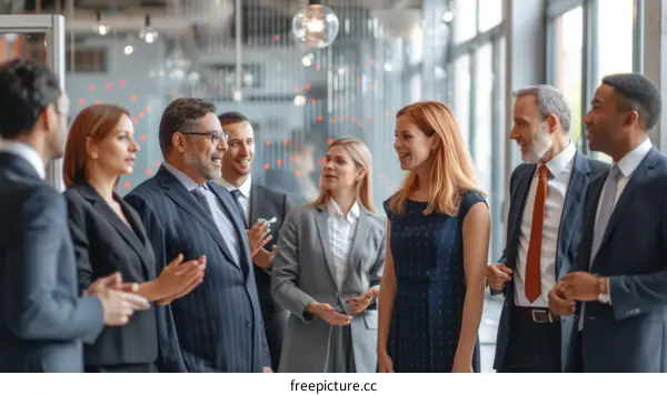 Multiethnic business people having informal discussion in modern office