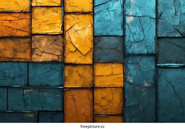 Blue and orange grunge tiles