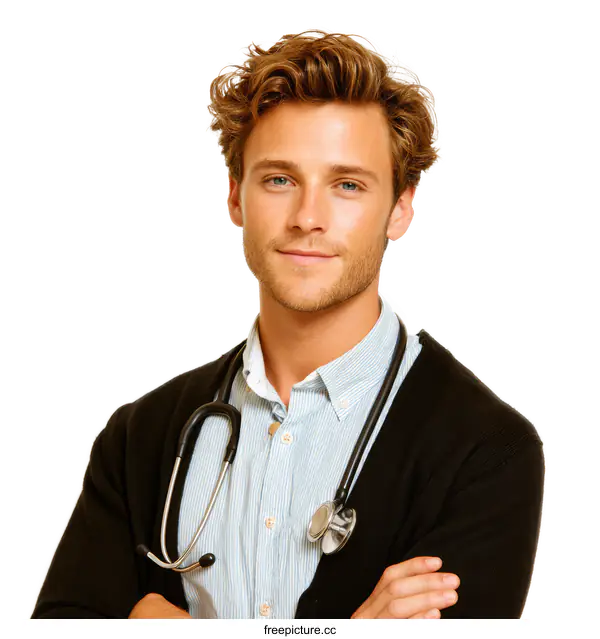 [Transparent Background PNG]Portrait of a Caucasian Male Doctor