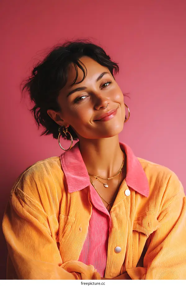 Stylish Woman in Bold Colors Fashion Portrait