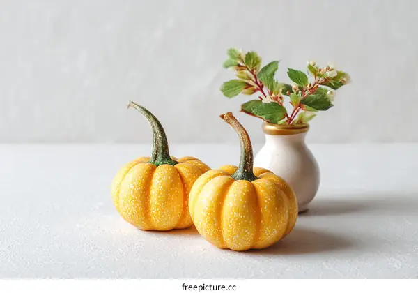 Autumnal Decor with Mini Pumpkins and Vase