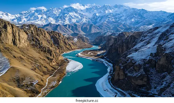 Majestic Mountain Valley with Turquoise River