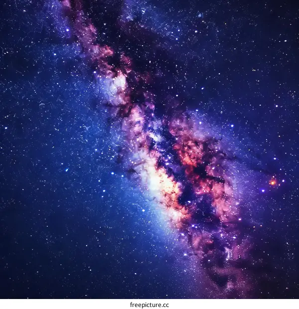 Interstellar space with stars, dust, and glowing gas