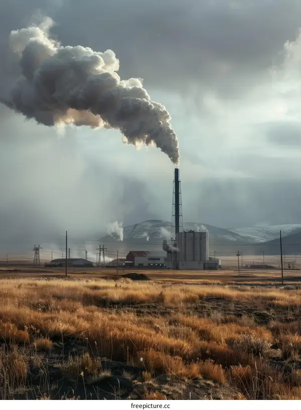 Polluting Smokestack Emits Toxins into Atmosphere