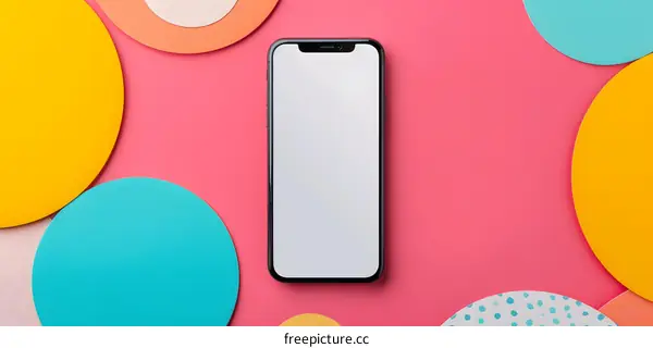 Blank Screen Smartphone Mockup With Colorful Circles