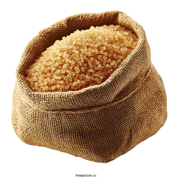 [Transparent Background PNG]Brown Sugar in a Burlap Sack