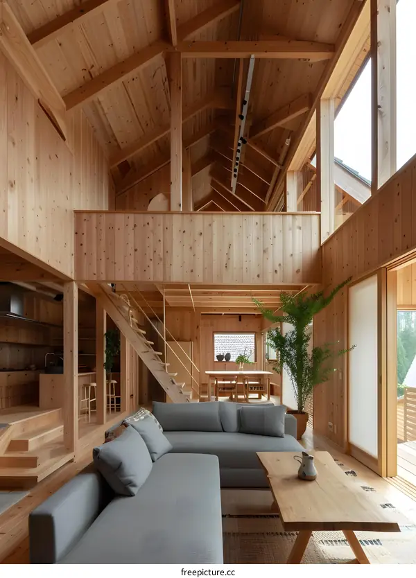 Modern Japanese Style Living Room Design With Wood Interior