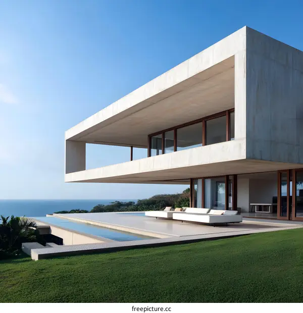 Modern Minimalist Concrete House with Infinity Pool and Ocean View