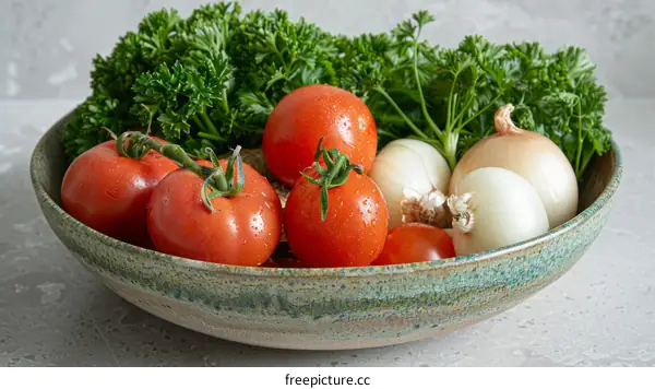 Assortment of fresh organic vegetables in a bowl