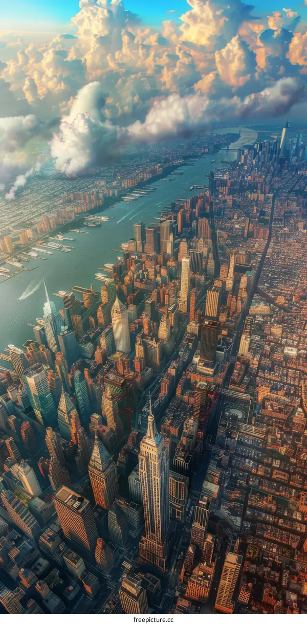 Manhattan New York City Skyline Aerial View
