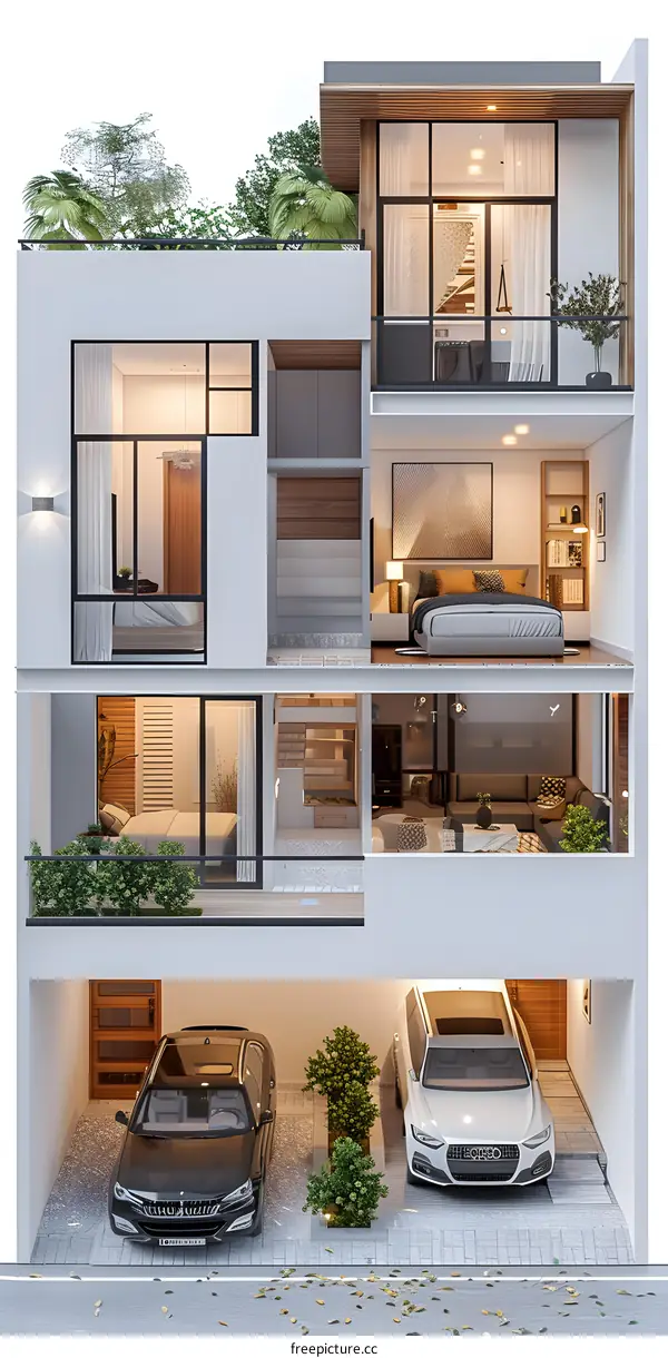 Three-story modern house