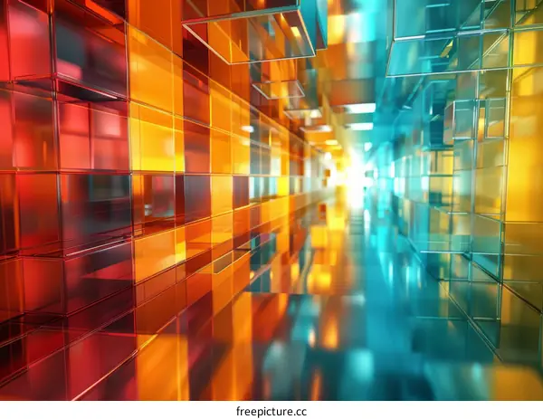 Futuristic Glass Tunnel with Bright Illumination