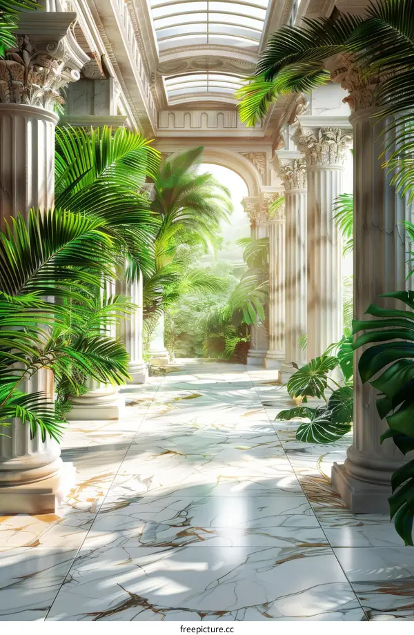 Classical Architecture with Tropical Plants