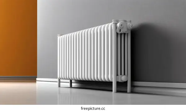 Modern Retro White Radiator in a Room