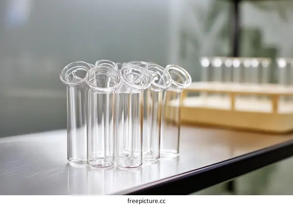 Glass Test Tubes on Lab Bench