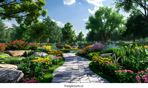 A winding garden path