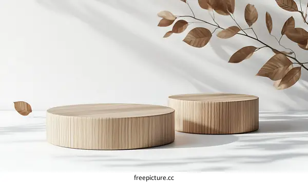 Elegant Wooden Display Podiums with Natural Elements