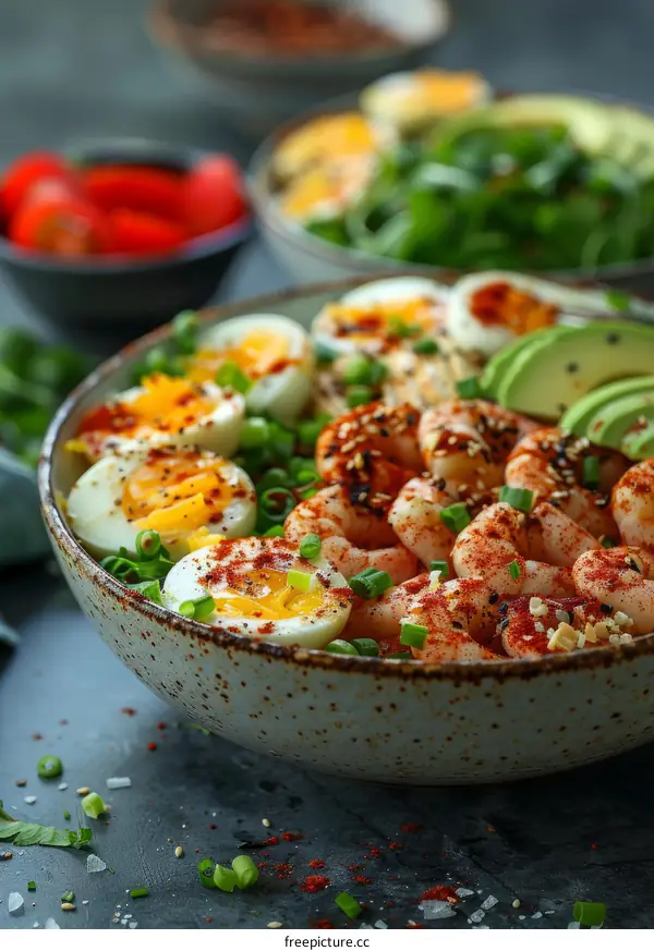 Spicy Korean Shrimp and Egg Bowl
