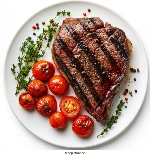 Grilled Steak with Roasted Cherry Tomatoes
