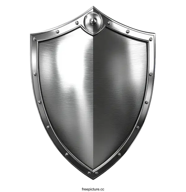 [Transparent Background PNG]Metallic Shield Illustration for Security Concept