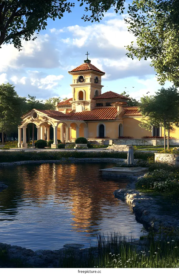 Italian Style Villa with Pond and Gardens